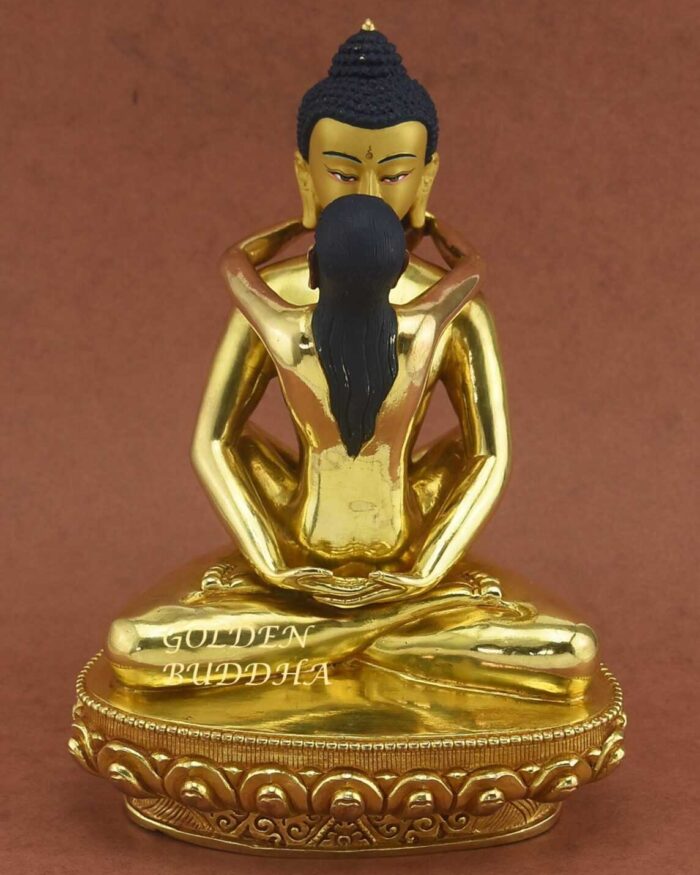 Fully Gold Gilded 9" Samantabhadra Sculpture with Consort, Hand Painted Face - Gallery