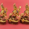 Gold Gilded 9" Complete Set of 21 Tara Statues, Fire Gilded 24k Gold Finish, Hand Painted Face - Left