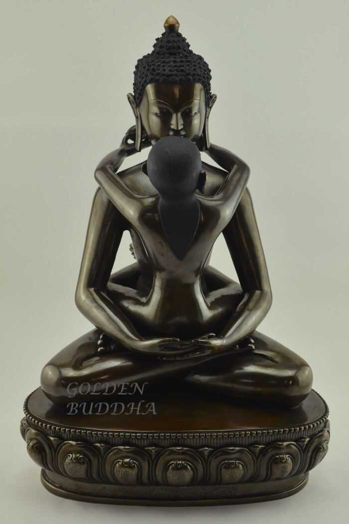 Oxidized Copper 17.5" Samantabhadra Statue with Consort (Yab Yum), Handmade - Gallery
