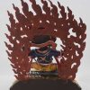 Partly Gold Gilded Multicolored 13.5" Chuchepa Mahakala Sculpture, Hand Painted - Back