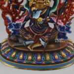 Partly Gold Gilded Multicolored 13.5" Chuchepa Mahakala Sculpture, Hand Painted - Lower Front