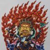 Partly Gold Gilded Multicolored 13.5" Chuchepa Mahakala Sculpture, Hand Painted - Upper Details