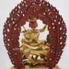 Fully Gold Gilded 22" Nepali Dorje Shugden Statue, Fire Gilded 24k Gold Finish, Handmade - Back