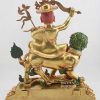 Fully Gold Gilded 22" Nepali Dorje Shugden Statue, Fire Gilded 24k Gold Finish, Handmade - Back w/o frame