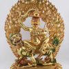 Fully Gold Gilded 22" Nepali Dorje Shugden Statue, Fire Gilded 24k Gold Finish, Handmade - Gallery