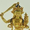 Fully Gold Gilded 9.5" Manjushri Statue On Sale, Fire Gilded 24k Gold Finish, Handmade - Front Details
