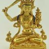 Fully Gold Gilded 9.5" Manjushri Statue On Sale, Fire Gilded 24k Gold Finish, Handmade - Gallery