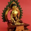 Gold Gilded 7" Framed Medicine Buddha Statue, Fire Gilded 24k Gold Finish, Hand Face Painted - Right