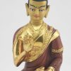 Gold Gilded 7.5" Geshe Langri Tangpa Statue, Fire Gilded 24k Gold Finish, Handmade - Front Details