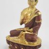 Gold Gilded 7.5" Geshe Langri Tangpa Statue, Fire Gilded 24k Gold Finish, Handmade - Left