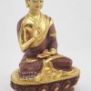 Gold Gilded 7.5" Geshe Langri Tangpa Statue, Fire Gilded 24k Gold Finish, Handmade - Right