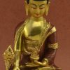 Gold Gilded 8.25" Healing Buddha Sculpture, Fire Gilded 24k Gold Finish, Hand Face Painted - Front Details