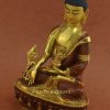 Gold Gilded 8.25" Healing Buddha Sculpture, Fire Gilded 24k Gold Finish, Hand Face Painted - Left