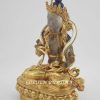 Gold Gilded 9" Nepali Vajrasattva Sculpture, Crystal Body, Semi-Precious Stones - Left