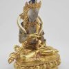 Gold Gilded 9" Nepali Vajrasattva Sculpture, Crystal Body, Semi-Precious Stones - Right