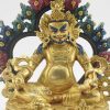 Fully Gold Gilded 7" Nepali Yellow Jambhala Sculpture , Removable Frame, Handmade - Face Details