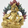 Fully Gold Gilded 7" Nepali Yellow Jambhala Sculpture , Removable Frame, Handmade - Left