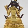 Fully Gold Gilded 9.5" Nepali White Tara Sculpture for Sale, 24K Gold Finish, Double Pedestal - Back