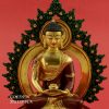 Gold Gilded 7" Framed Amitabha Statue, Fire Gilded Pure Gold Finish, Handmade in Nepal - Front Detail