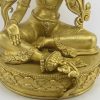 Fully Gold Gilded 14" Jetsun Dolma Statue, Hand Carving, Gold Face Painted - Lower Detail