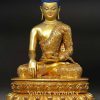 Fully Gold Gilded 42cm Masterpiece Shakyamuni Sculpture, Turquoise, Red Coral, FINE Engravings - Front no frame