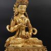 Fully Gold Gilded 45cm Masterpiece Vajrasattva Statue, Fire Gilded, Embedded Stones - Right Angle