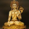Gold Gilded 42cm Silver Moon White Tara Statue, Embedded with Turquoise and Red Coral Stones - Gallery