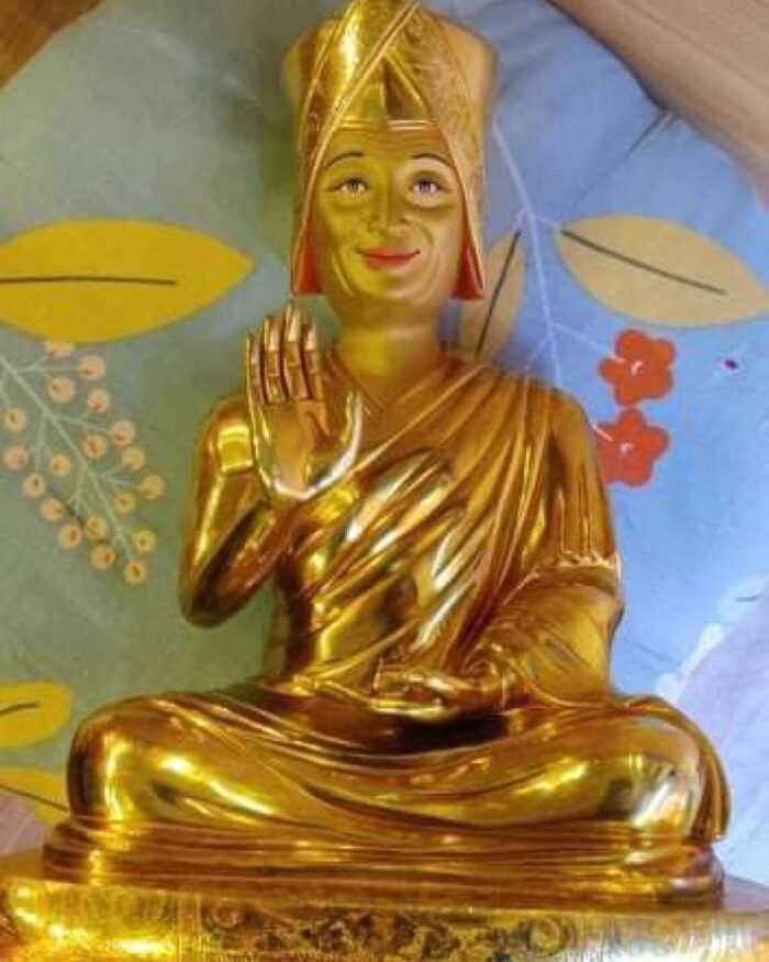 Fully Gold Gilded 12″ Chogye Trichen Rinpoche Statue, Fire Gilded 24k Gold Finish (Custom Order) - Gallery