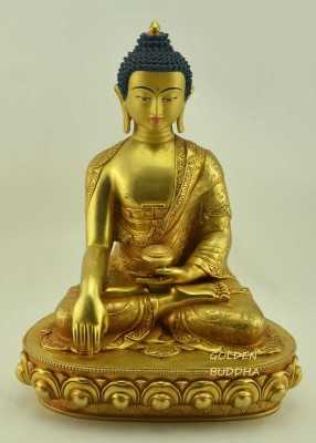 Fully Gold Gilded 14.5" Shakyamuni Buddha Statue, Handmade - Gallery, 400px