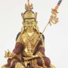 Partly Gold Gilded 9" Guru Padmasambhava Statue, Fire Gilded 24k Finish, Handmade - Front Details