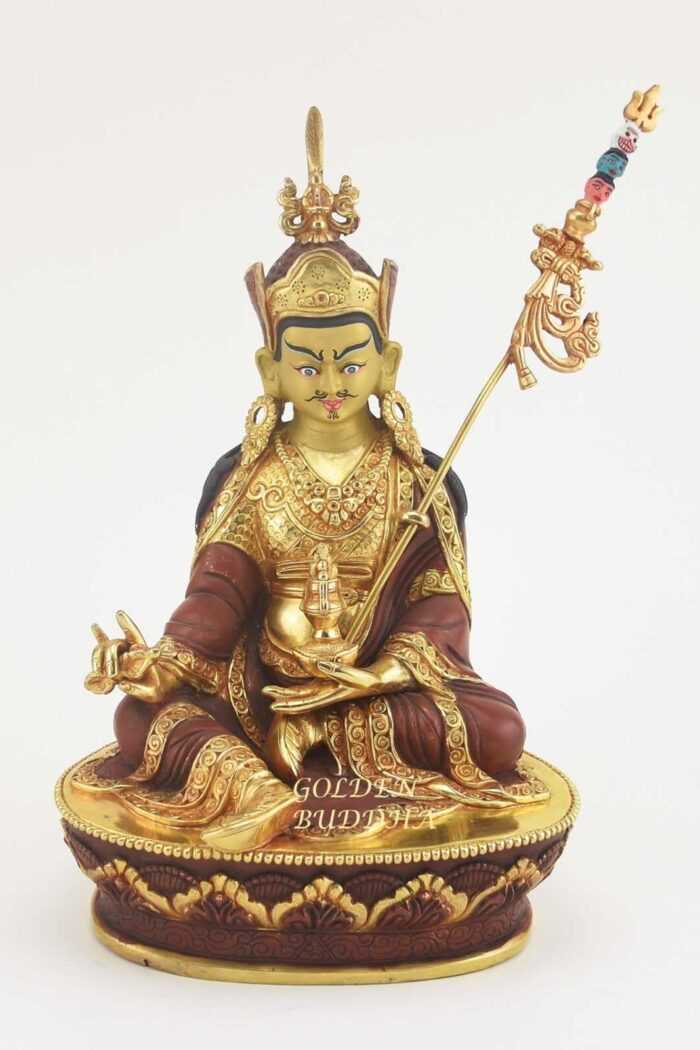 Partly Gold Gilded 9" Guru Padmasambhava Statue, Fire Gilded 24k Finish, Handmade - Gallery