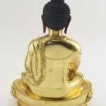 Fully Gold Gilded 12.5" Shakyamuni Buddha Sculpture, Fine Detail, Hand Face Painted - Back