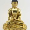 Fully Gold Gilded 12.5" Shakyamuni Buddha Sculpture, Fine Detail, Hand Face Painted - Gallery