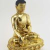 Fully Gold Gilded 12.5" Shakyamuni Buddha Sculpture, Fine Detail, Hand Face Painted - Right