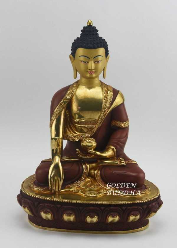 13" Tomba Sculpture, Partial Fire Gilded 24k Finish, Fine Hand Carved Details, Gold Face Painted - Gallery