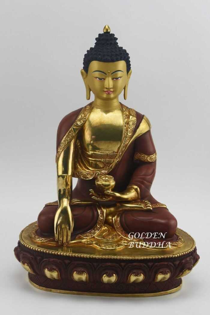 13" Tomba Sculpture, Partial Fire Gilded 24k Finish, Fine Hand Carved Details, Gold Face Painted - Gallery