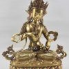 Copper Vajrasattva Statue 14", Price Includes Gold Face Painting and 24k Gold Finish - Gallery