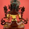 Tibetan Green Tara Sculpture, 24.75", Hand Painted Face, Fire Gilded 24k Gold Finish - Back