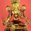 Tibetan Green Tara Sculpture, 24.75", Hand Painted Face, Fire Gilded 24k Gold Finish - Gallery