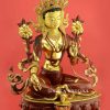 Tibetan Green Tara Sculpture, 24.75", Hand Painted Face, Fire Gilded 24k Gold Finish - Right