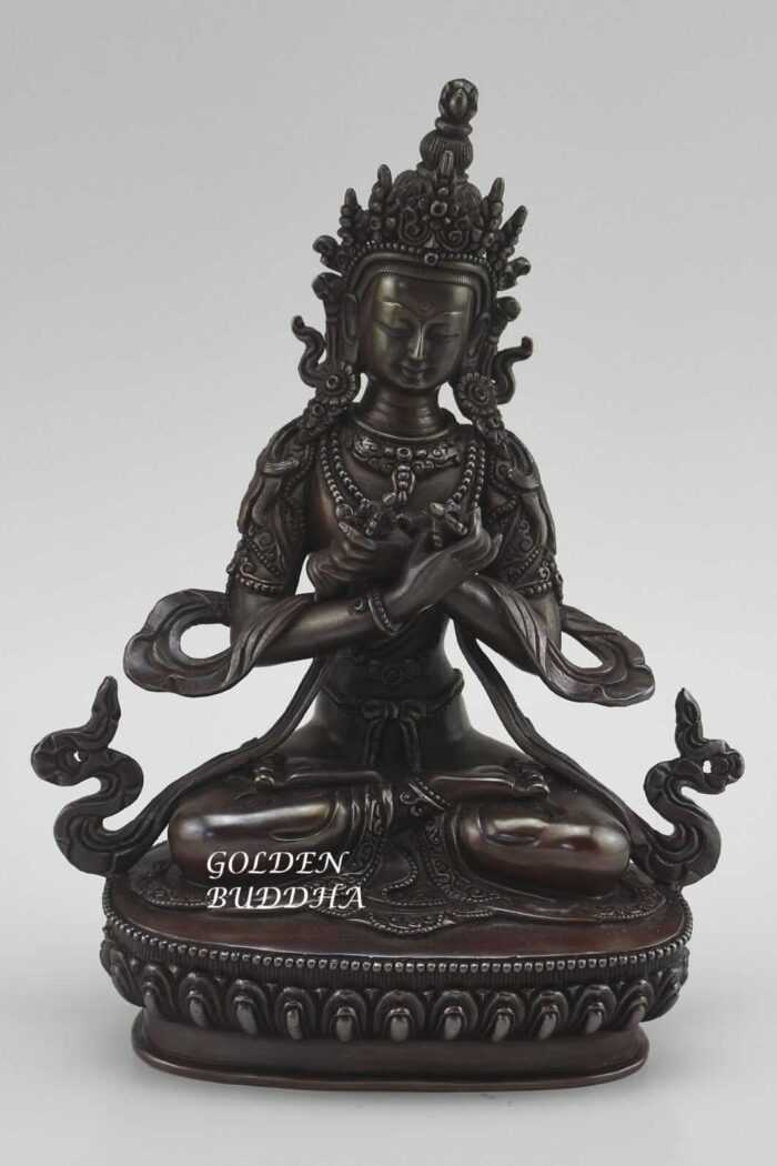 Oxidized Copper 8.75" Handmade Vajradhara Statue, Hand Carved Fine Details - Gallery