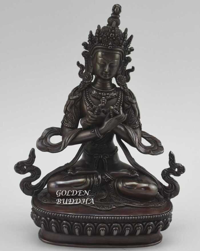 Oxidized Copper 8.75" Handmade Vajradhara Statue, Hand Carved Fine Details - Gallery