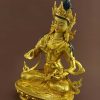 Fully Gold Gilded 13" Tibetan Dorje Sempa Statue, Beautifully Detailed Engravings - Left