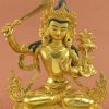 Fully Gold Gilded 8.75 inch Wisdom Buddha Statue (Handmade in Nepal) - Front Details