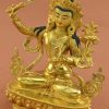 Fully Gold Gilded 8.75 inch Wisdom Buddha Statue (Handmade in Nepal) - Left