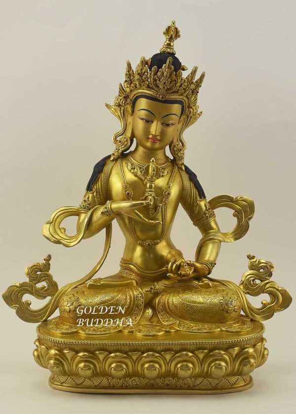 Fully Gold Gilded Vajrasattva Statue 14", Handmade, Fire Gilded in 24K Gold, (Dorje Sempa) - Gallery