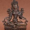 9 inch Green Tara Statue, Handmade Original, Lost Wax Carving Method, Antiquated Finish - Gallery