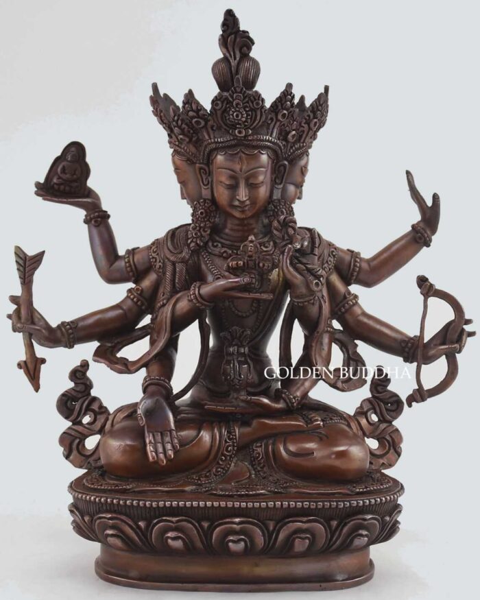 9.5 inch Namgyalma Statue, Handmade Original, Finely Hand Carved Details, Antiquated Finish - Gallery