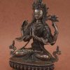 Chenrezig Statue, 9 inches, Handmade Original, Lost Wax Carving, Antiquated Copper Finish - Left