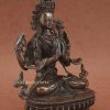 Chenrezig Statue, 9 inches, Handmade Original, Lost Wax Carving, Antiquated Copper Finish - Right
